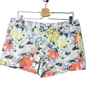 Gap Women's White Multicolor Floral Clean Front City Shorts Size 12